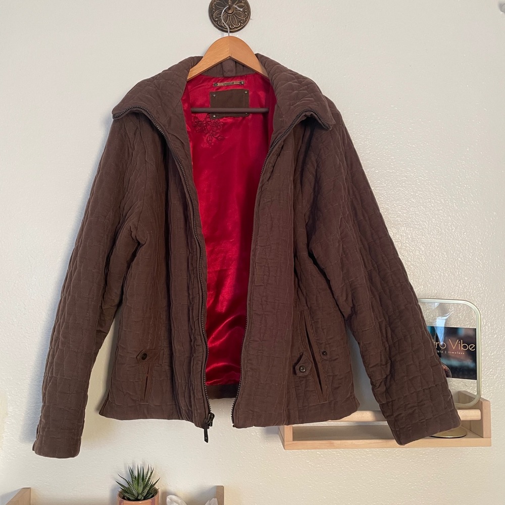 Pacific‎ Trail Quilted Corduroy Jacket Brown Red Lining Women's Medium